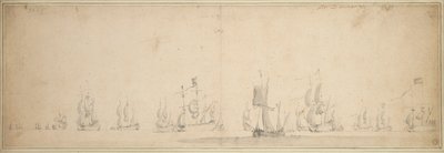 De Nederlandse vloot voor de Slag bij Lowestoft, mei-juni 1665 door Willem van de the Elder Velde