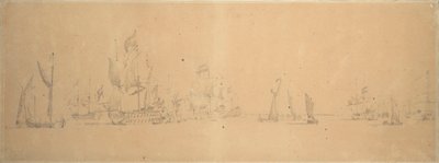 De Nederlandse vloot bij lichte wind, ca. 1666 door Willem van de the Elder Velde