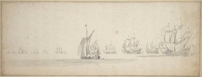 De Nederlandse vloot op weg naar de Schotse kust door Willem van de the Elder Velde