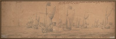 Jachten arriveren aan de kust van Holland op 9 december 1677 door Willem van de the Elder Velde