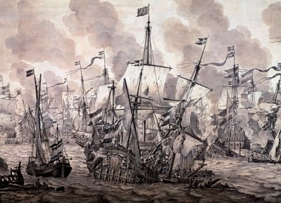 De Slag om de Sont tussen de Nederlandse en Zweedse vloten, 8 november 1658 (detail) door Willem van de the Elder Velde