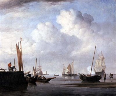 Vissersboten en andere zeilvaartuigen door Willem van de Velde the Younger