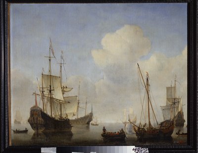 Het Nederlandse eskader aan de West-Afrikaanse kust door Willem van de Velde the Younger