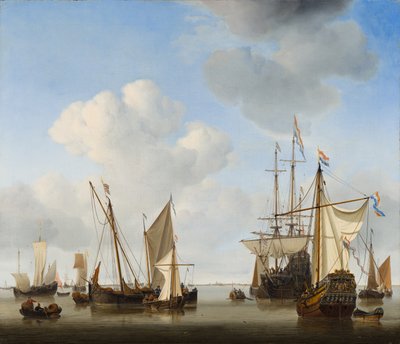 Schepen in de Wegen door Willem van de Velde the Younger