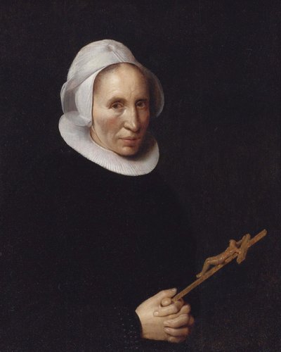 Een dame met een kruisbeeld door Willem van der Vliet