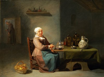 Een vrouw in een keuken door Willem van the Elder Herp
