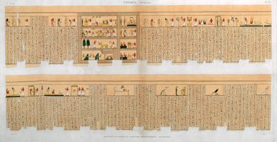 Illustraties van een manuscript met hiërogliefen, uit een tombe in Thebe, Egypte door Willemin