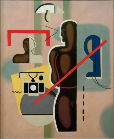 Figuur en telefoon door Willi Baumeister