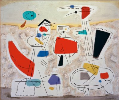 Vrolijk landschap II door Willi Baumeister