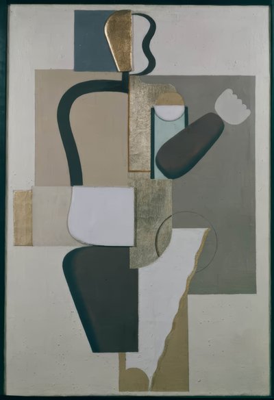 Muurschildering met metalen door Willi Baumeister