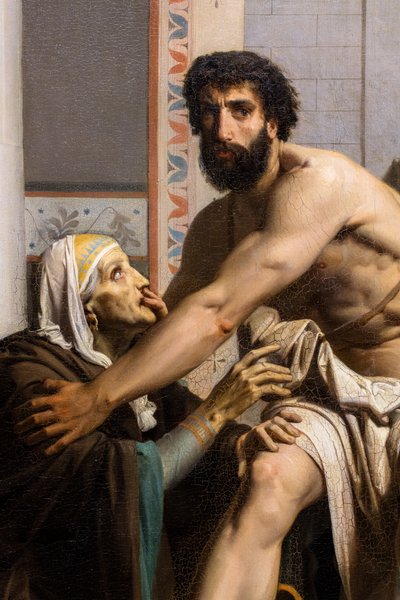Odysseus herkend door zijn verpleegster bij zijn terugkeer uit Troje door William Adolphe Bouguereau