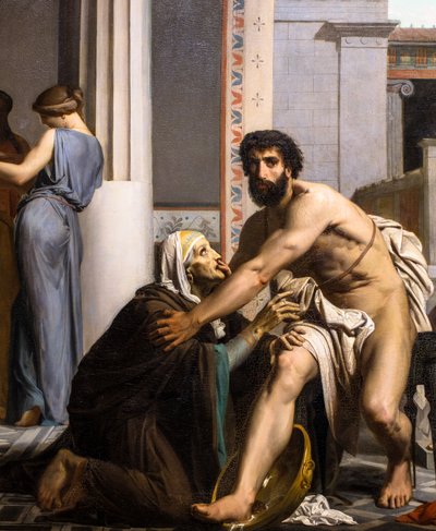 Odysseus herkend door zijn verpleegster bij zijn terugkeer uit Troje door William Adolphe Bouguereau