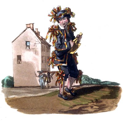 Schoorsteenvegersjongen in Mei Dag kleding, c.1820 (gravure) door William (after) Alexander