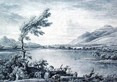 Een uitzicht op Derwentwater vanaf Vicars Island richting Skiddaw, gegraveerd door Chatelin en Grignion door William (after) Bellers