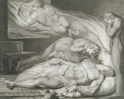 De dood van de sterke slechte man, pl.6, illustratie uit Het graf, een gedicht door William Blake, gegraveerd door Luigi Schiavonetti door William (after) Blake