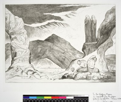 De Cirkel van de Vervalsers: Dante en Virgil bedekken hun neuzen vanwege de stank, Inferno, Canto XXIX, illustratie bij de 