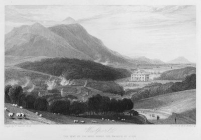 Westport, de zetel van de Markies van Sligo (gravure) door William (after) Daniell