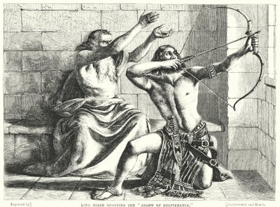 Koning Joas schiet de Pijl van Bevrijding (gravure) door William (after) Dyce