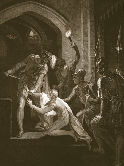 De Dood van Arthur, gegraveerd door J. Fittler, illustratie uit David Hume