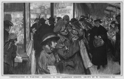 Kersttijd in oorlogstijd: winkelen in de verduisterde straten door William (after) Hatherell