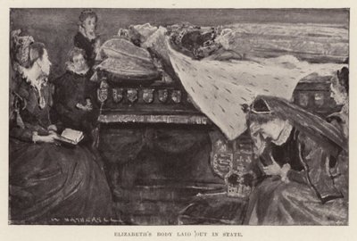 Het lichaam van Elizabeth I opgebaard, uitgegeven 1898 door William (after) Hatherell