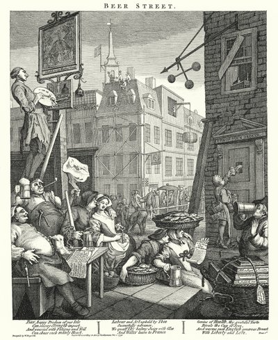 Bierstraat door William (after) Hogarth