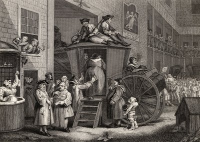 Country Inn Yard, gegraveerd door Timothy Engleheart (1803-79) uit 