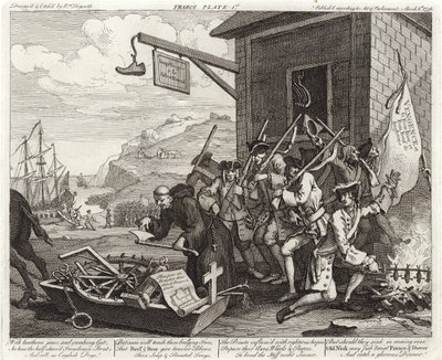 De Invasie - Frankrijk - Plaat 1 door William (after) Hogarth