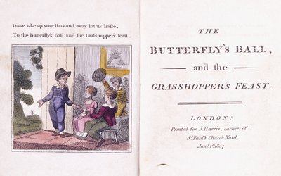 Geïllustreerde frontispice uit het kinderboek, 