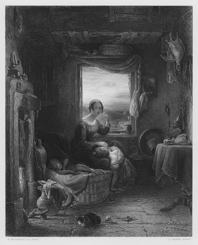De verwachte thuiskomst (gravure) door William (after) Mulready