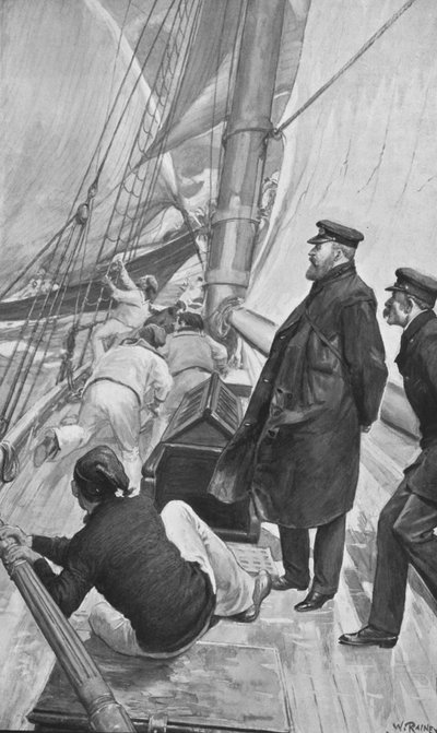 Koning Edward in een Zeilongeluk bij Cowes door William (after) Rainey