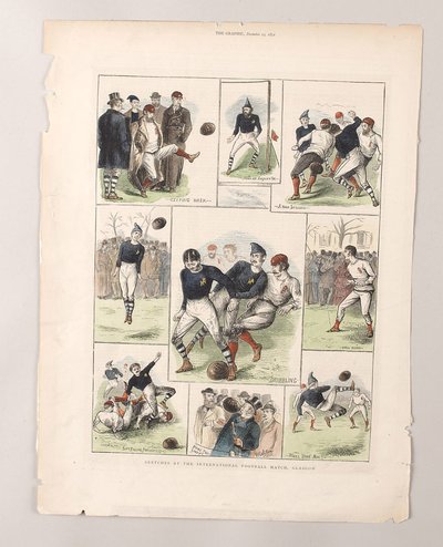 Schetsen bij de internationale voetbalwedstrijd, Glasgow door William (after) Ralston