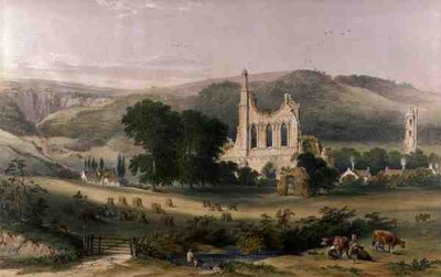 Byland Abbey vanuit het Zuidwesten, uit 