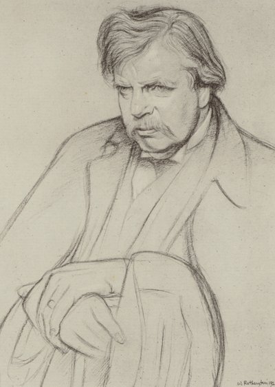 G K Chesterton (litho) door William (after) Rothenstein