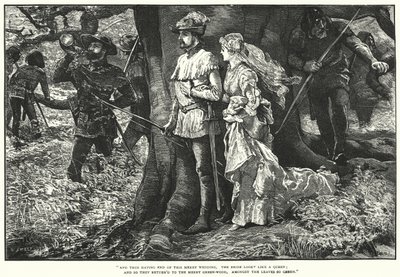 Robin Hood en Allin A Dale (gravure) door William (after) Small