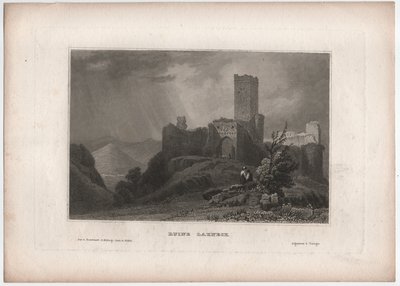 Ruin Lahneck door William (after) Tombleson