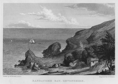 Babbacome Baai, Devonshire (gravure) door William (after) Westall