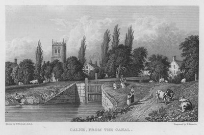 Calne, vanaf het kanaal (gravure) door William (after) Westall