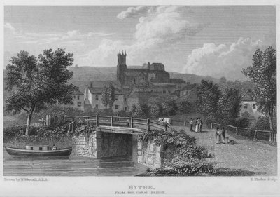 Hythe, vanaf de Kanaalbrug (gravure) door William (after) Westall