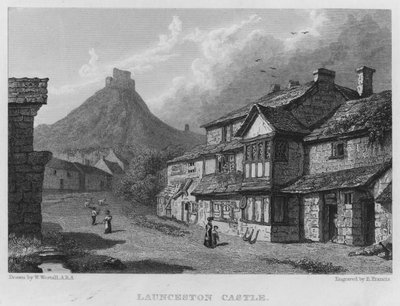 Kasteel van Launceston door William (after) Westall