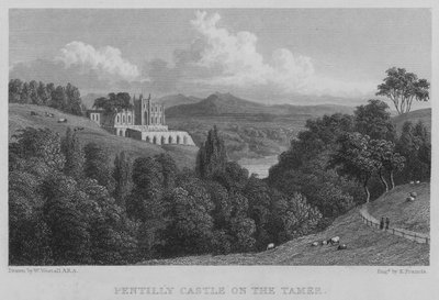 Pentilly Kasteel aan de Tamer door William (after) Westall
