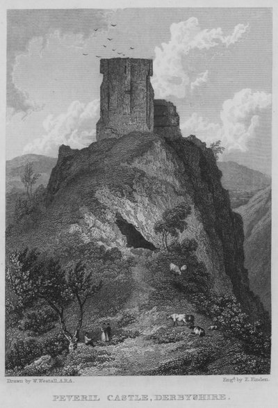 Peveril Castle, Derbyshire door William (after) Westall