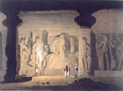 De Grote Triade in de Grot Tempel van Elephanta, nabij Bombay, in 1803, uit Volume II van 