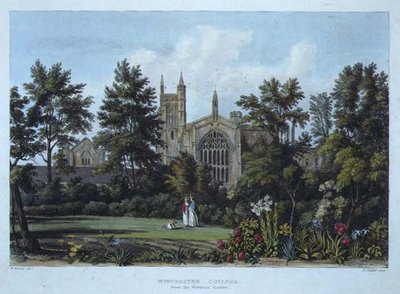 Winchester College vanuit de Tuin van de Warden, uit 