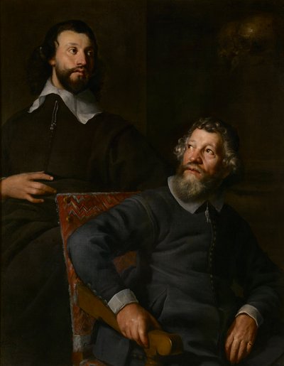 Portret van twee heren, genaamd Nicholas Stone en zijn zoon door William (attr. to) Dobson