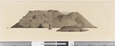 Pagina 3b Uitzicht op een niet-geïdentificeerd eiland. In inkt aan de linkerkant 