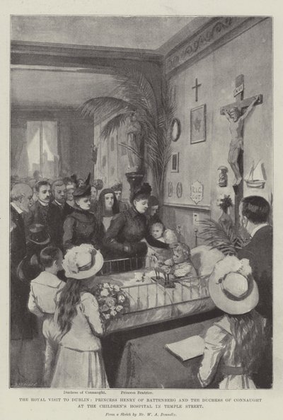 Het koninklijk bezoek aan Dublin, Prinses Henry van Battenberg en de hertogin van Connaught in het kinderziekenhuis in Temple Street door William A. Donnelly