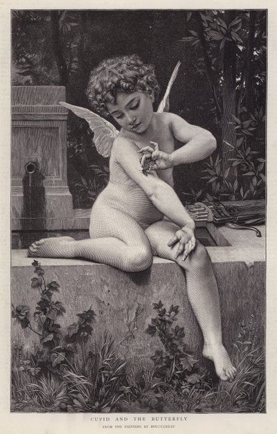 Cupido en de Vlinder (litho) door William Adolphe (after) Bouguereau