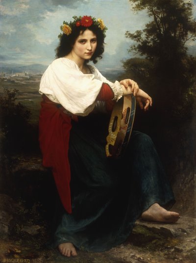 Italiaanse vrouw met een tamboerijn, 1872 door William Adolphe Bouguereau