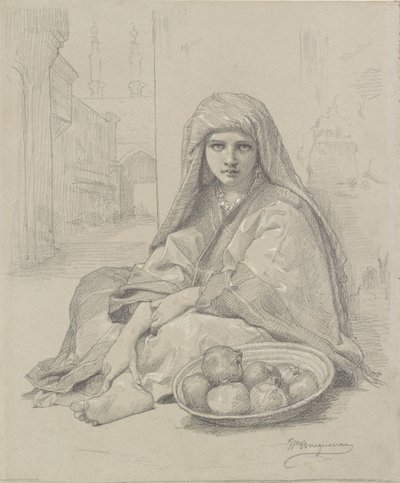 Noord-Afrikaans meisje dat granaatappels verkoopt, laat 19e eeuw door William Adolphe Bouguereau